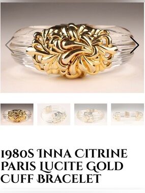 Inna Citrine Paris Lucite Gold Cuff Bracelet